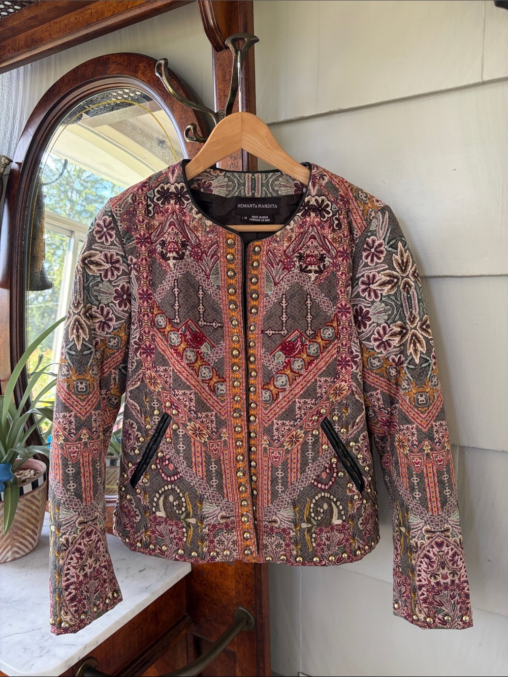 HEMANT & NANDITA Anthropologie Embroidered Jacket with Grommets
